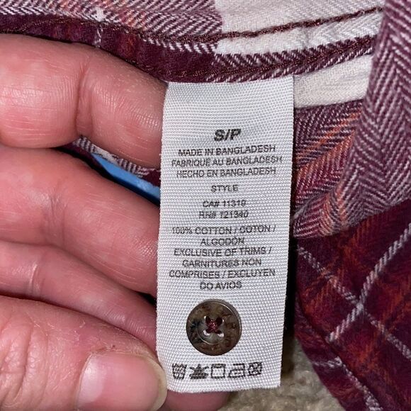 𝅺GARAGE Shirt Boyfriend Fit Plaid  Long Sleeve Shirt (S) - Picture 10 of 10